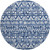 8' Navy Blue And Ivory Southwestern Washable Round Rug With UV Protection