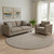 8' Brown And Ivory Abstract Geometric Washable Round Rug With UV Protection