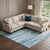9' X 12' Teal And Ivory Striped Washable Area Rug With UV Protection