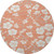 8' Coral And Ivory Floral Washable Round Rug With UV Protection