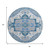 8' Blue Ivory And Gray Oriental Washable Round Rug With UV Protection
