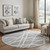 8' Gray And Ivory Geometric Washable Round Rug With UV Protection
