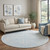 8' Sky Blue And Ivory Animal Print Washable Round Rug With UV Protection 8' Sky Blue And Ivory Animal Print Washable Round Rug With UV Protection