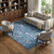 10' X 14' Blue Ivory And Gray Striped Washable Area Rug With UV Protection