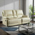76" Beige Faux Leather Manual Reclining Love Seat With Storage 76" Beige Faux Leather Manual Reclining Love Seat With Storage