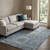 9' X 12' Blue Gray And Silver Geometric Washable Area Rug With UV Protection