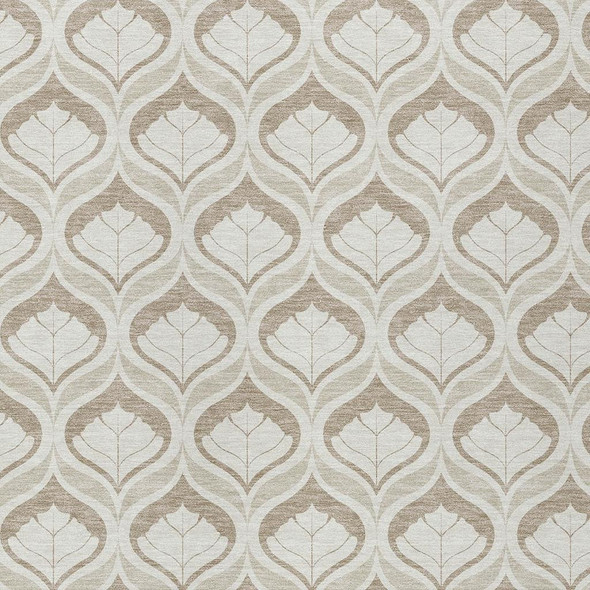 9' X 12' Beige And Taupe Geometric Washable Indoor Outdoor Area Rug