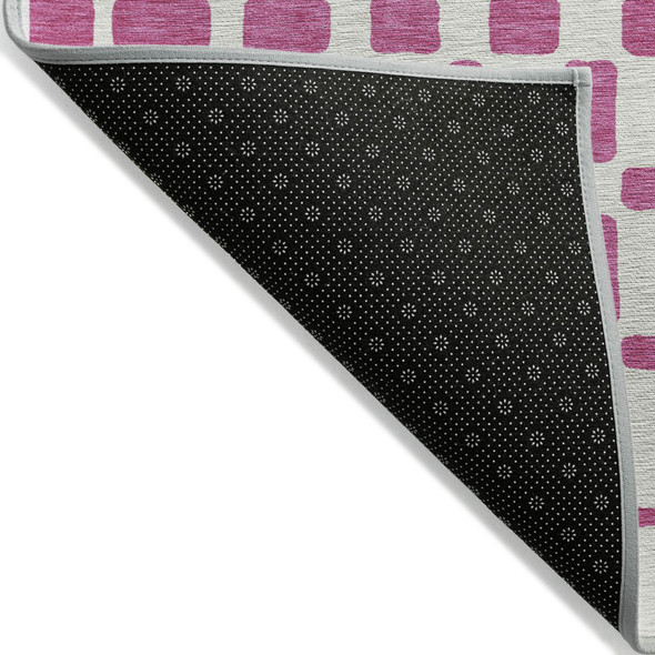 9' X 12' Blush And Ivory Geometric Washable Indoor Outdoor Area Rug
