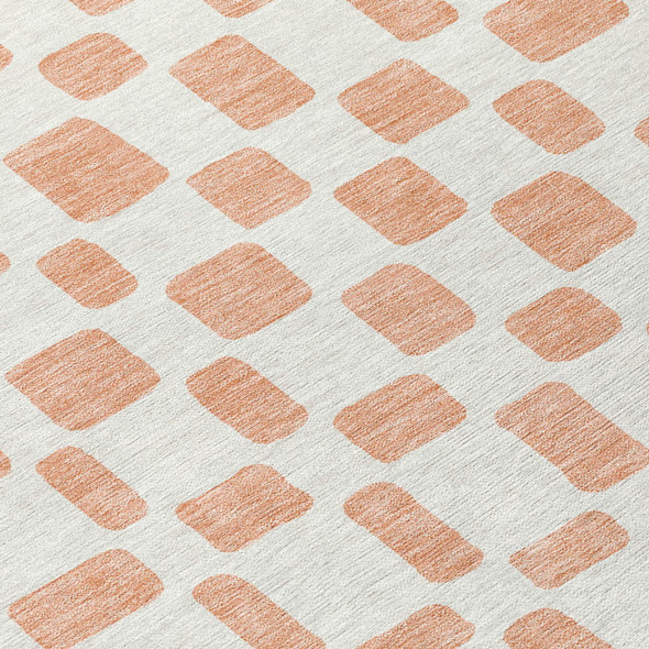 8' X 10' Peach And Beige Geometric Washable Indoor Outdoor Area Rug