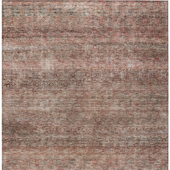 5' X 8' Coral And Black Striped Washable Indoor Outdoor Area Rug