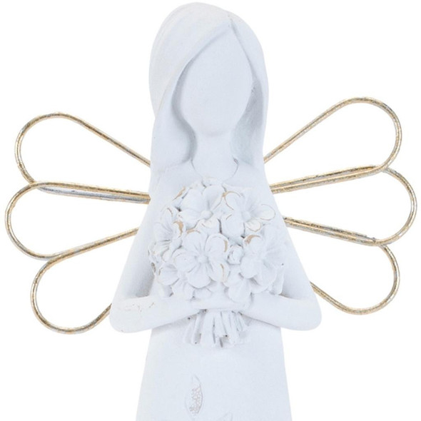 Set of Two White And Gold Polyresin Angel Figurine