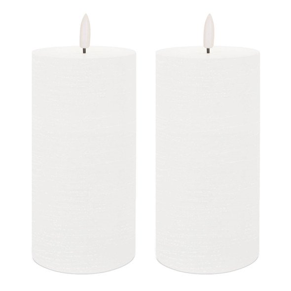 Set of Two White Unscented Candle Flameless Pillar Candles