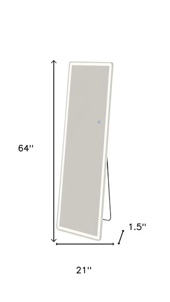 64" Clear Lighted Freestanding and Wall Mount Frameless Full Length Mirror