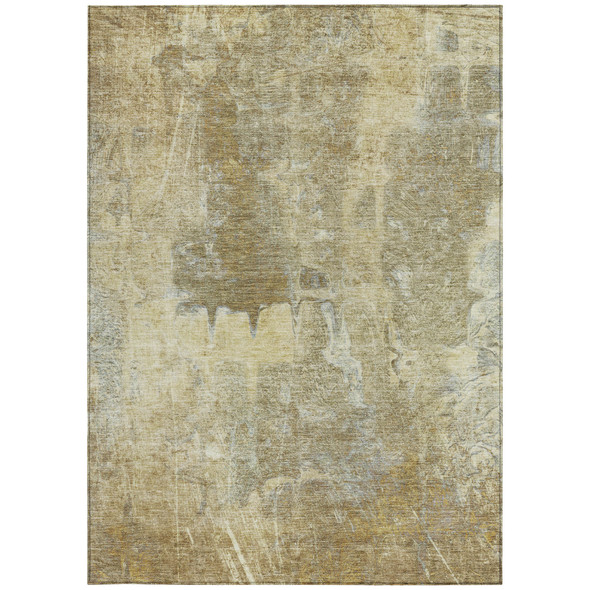 8' X 10' Khaki And Beige Abstract Washable Indoor Outdoor Area Rug