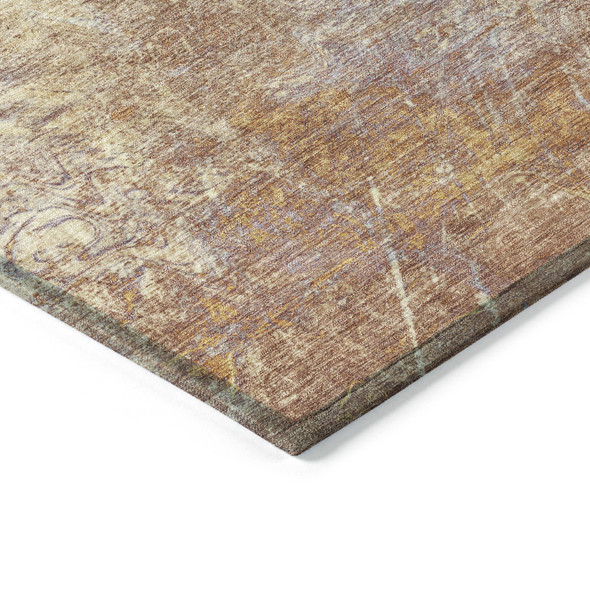9' X 12' Terra Cotta And Beige Abstract Washable Indoor Outdoor Area Rug