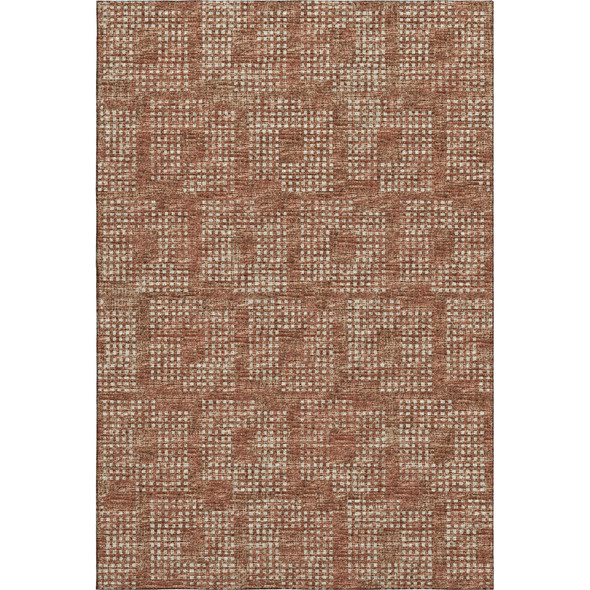 3' X 5' Burnt Sienna And Ivory Geometric Washable Indoor Outdoor Area Rug