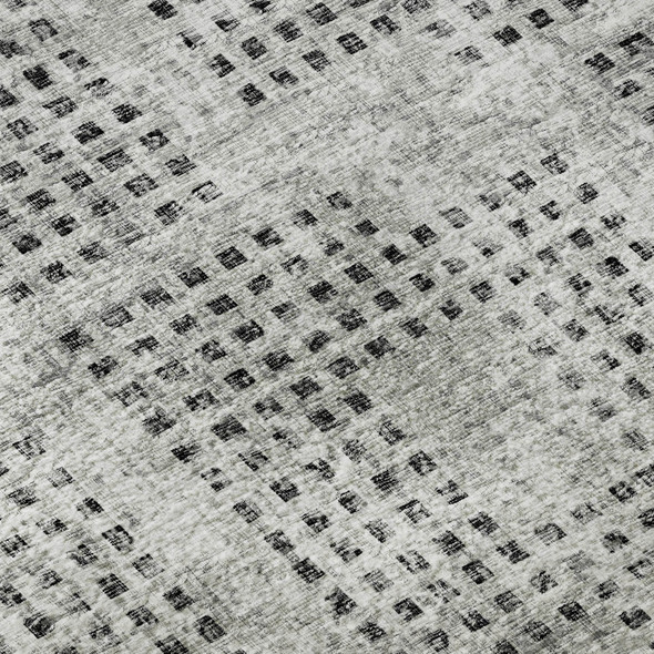 5' X 8' Gray And Charcoal Geometric Washable Indoor Outdoor Area Rug