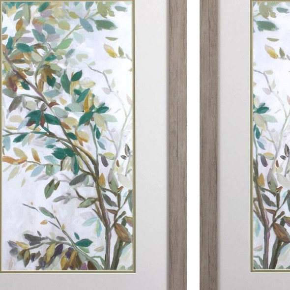 Set Of Two Leaves of Tree Brown Framed Wall Art