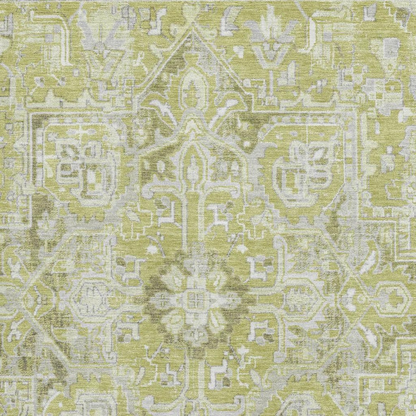3' X 5' Fern Green And Ivory Oriental Washable Area Rug With UV Protection