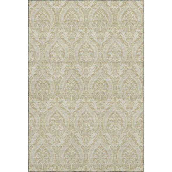 3' X 5' Beige And Ivory Floral Washable Area Rug With UV Protection