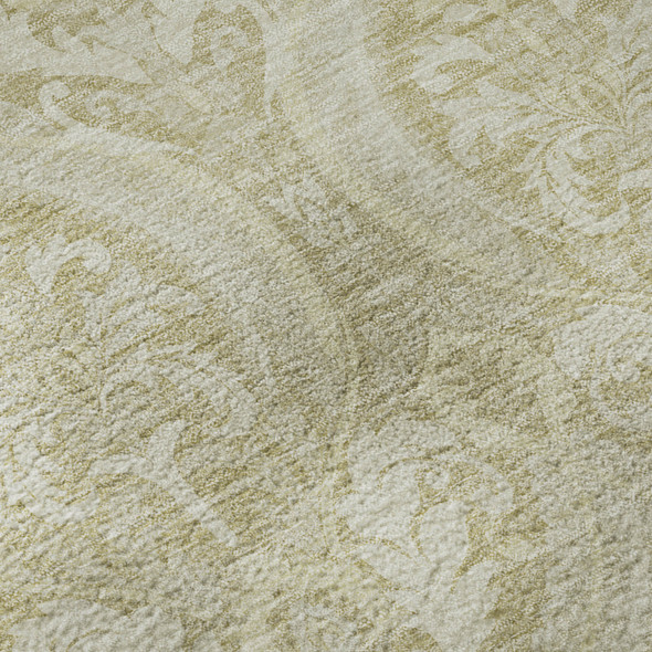 9' X 12' Beige And Ivory Floral Washable Area Rug With UV Protection