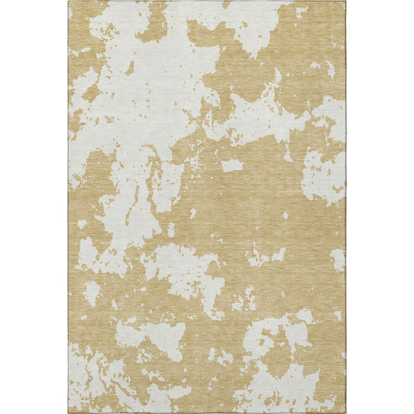 8' X 10' Gold And Beige Abstract Washable Area Rug With UV Protection