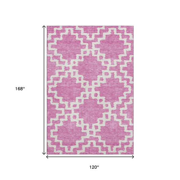 10' X 14' Blush And Ivory Abstract Geometric Washable Area Rug With UV Protection