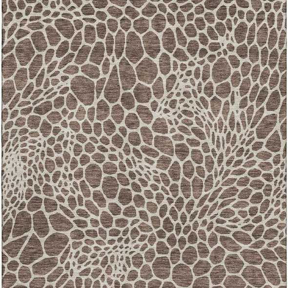 10' X 14' Brown And Beige Geometric Washable Area Rug With UV Protection