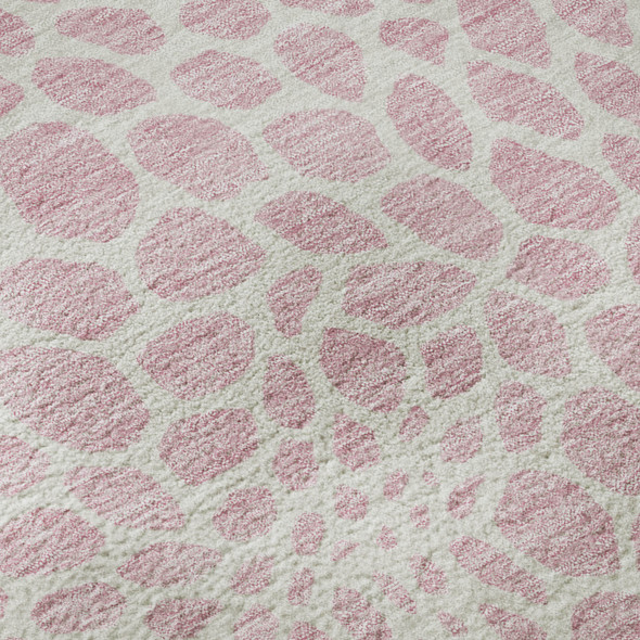 10' X 14' Pink And Ivory Geometric Washable Area Rug With UV Protection