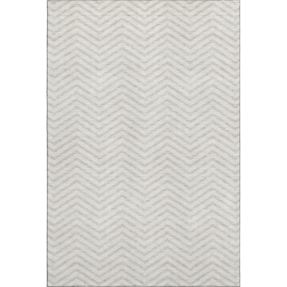 5' X 8' Ivory And Beige Chevron Washable Area Rug With UV Protection