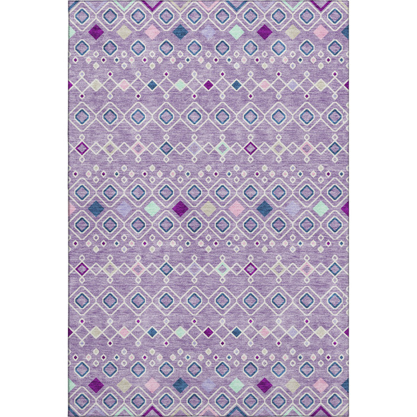 10' X 14' Lavender Ivory And Blue Southwestern Washable Area Rug With UV Protection