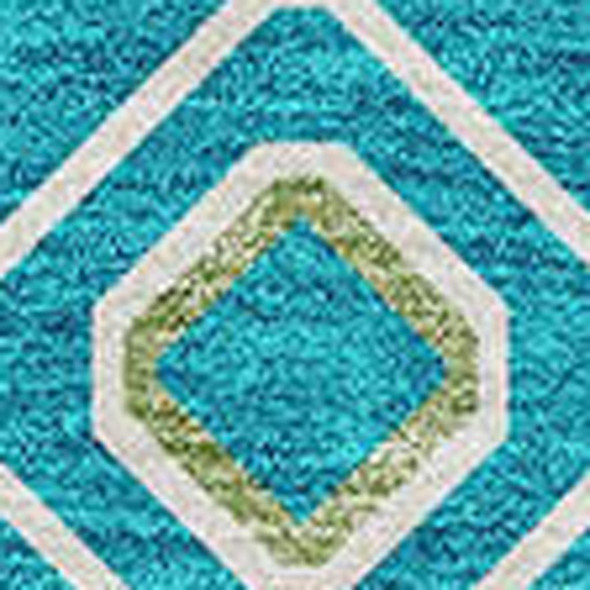 10' X 14' Teal Gold And Green Southwestern Washable Area Rug With UV Protection