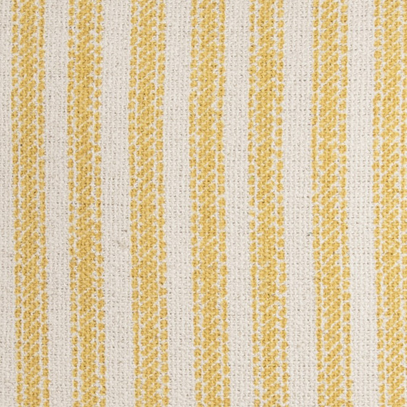20" Yellow And Natural Ticking Stripe Cotton Canvas Throw Pillow