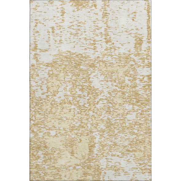 9' X 12' Gold And Ivory Abstract Washable Area Rug With UV Protection
