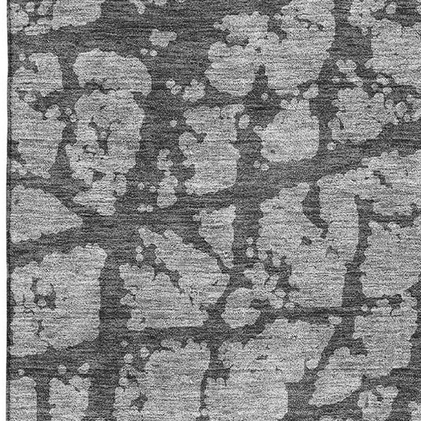 3' X 5' Gray And Charcoal Abstract Washable Area Rug With UV Protection
