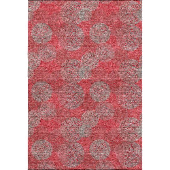 3' X 5' Red Gray And Silver Abstract Washable Area Rug With UV Protection