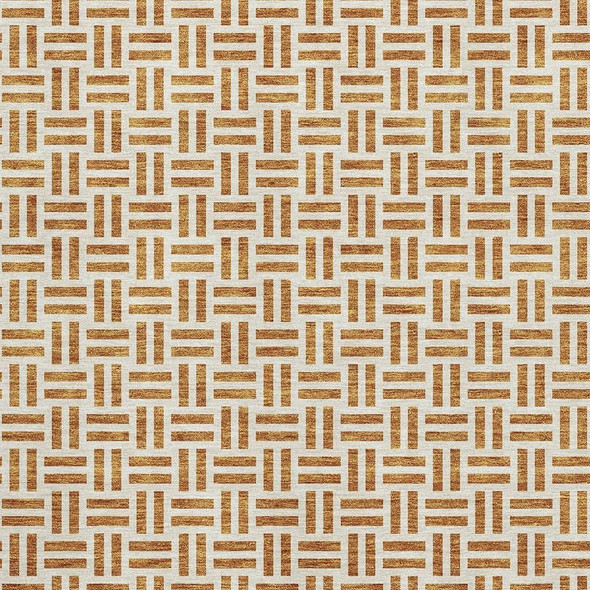 8' X 10' Copper And Ivory Geometric Washable Area Rug With UV Protection