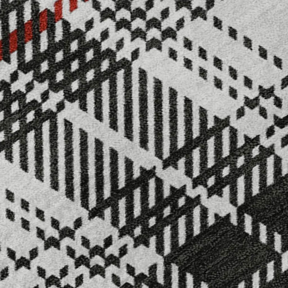 10' X 14' Black Red And Ivory Plaid Washable Area Rug With UV Protection
