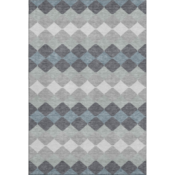 10' X 14' Gray Ivory And Silver Geometric Washable Area Rug With UV Protection