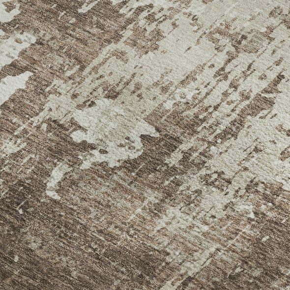 3' X 5' Brown And Beige Abstract Washable Area Rug With UV Protection