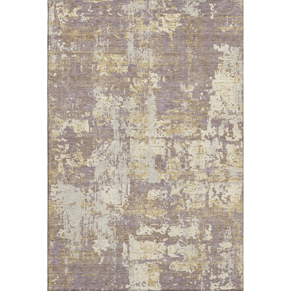 9' X 12' Lavender Gold And Ivory Abstract Washable Area Rug With UV Protection