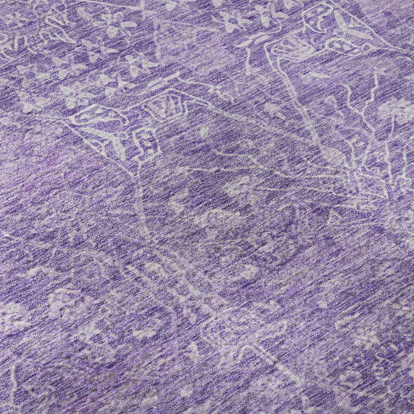 3' X 5' Plum And Beige Floral Washable Area Rug With UV Protection