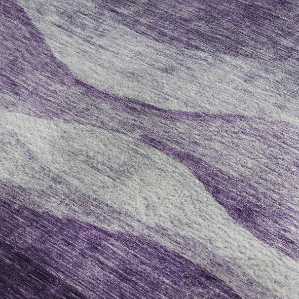 10' X 14' Lavender And Lilac Abstract Washable Area Rug With UV Protection