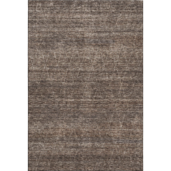 8' X 10' Coffee And Beige Geometric Washable Area Rug With UV Protection
