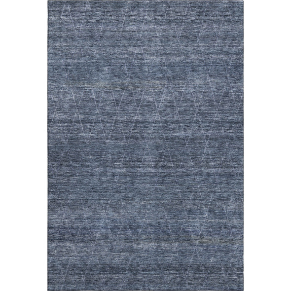 10' X 14' Navy Blue And Beige Geometric Washable Area Rug With UV Protection
