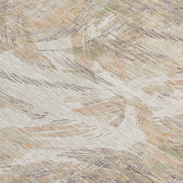 3' X 5' Khaki And Ivory Floral Washable Indoor Outdoor Area Rug