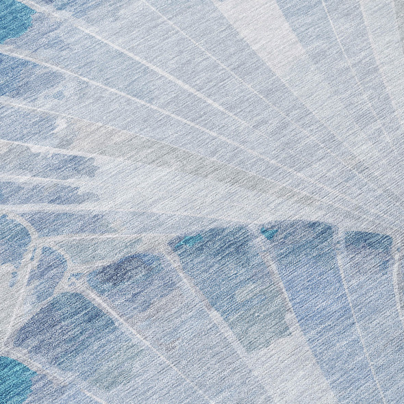 10' X 14' Sky Blue And Ivory Seashell Washable Indoor Outdoor Area Rug