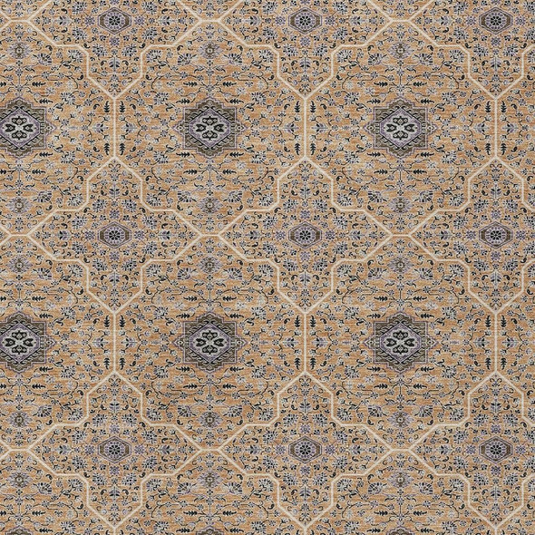 9' X 12' Copper Black And Brown Oriental Washable Indoor Outdoor Area Rug