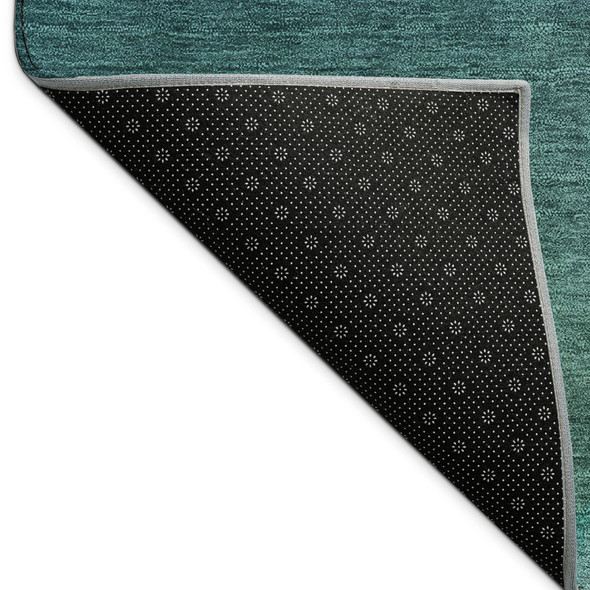 8' X 10' Teal Blue Salmon And Ivory Abstract Washable Indoor Outdoor Area Rug