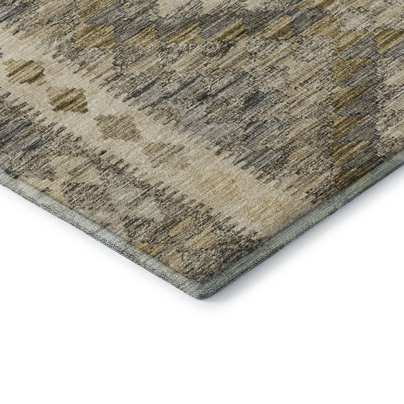 10' X 14' Beige Gray And Ivory Geometric Washable Area Rug With UV Protection